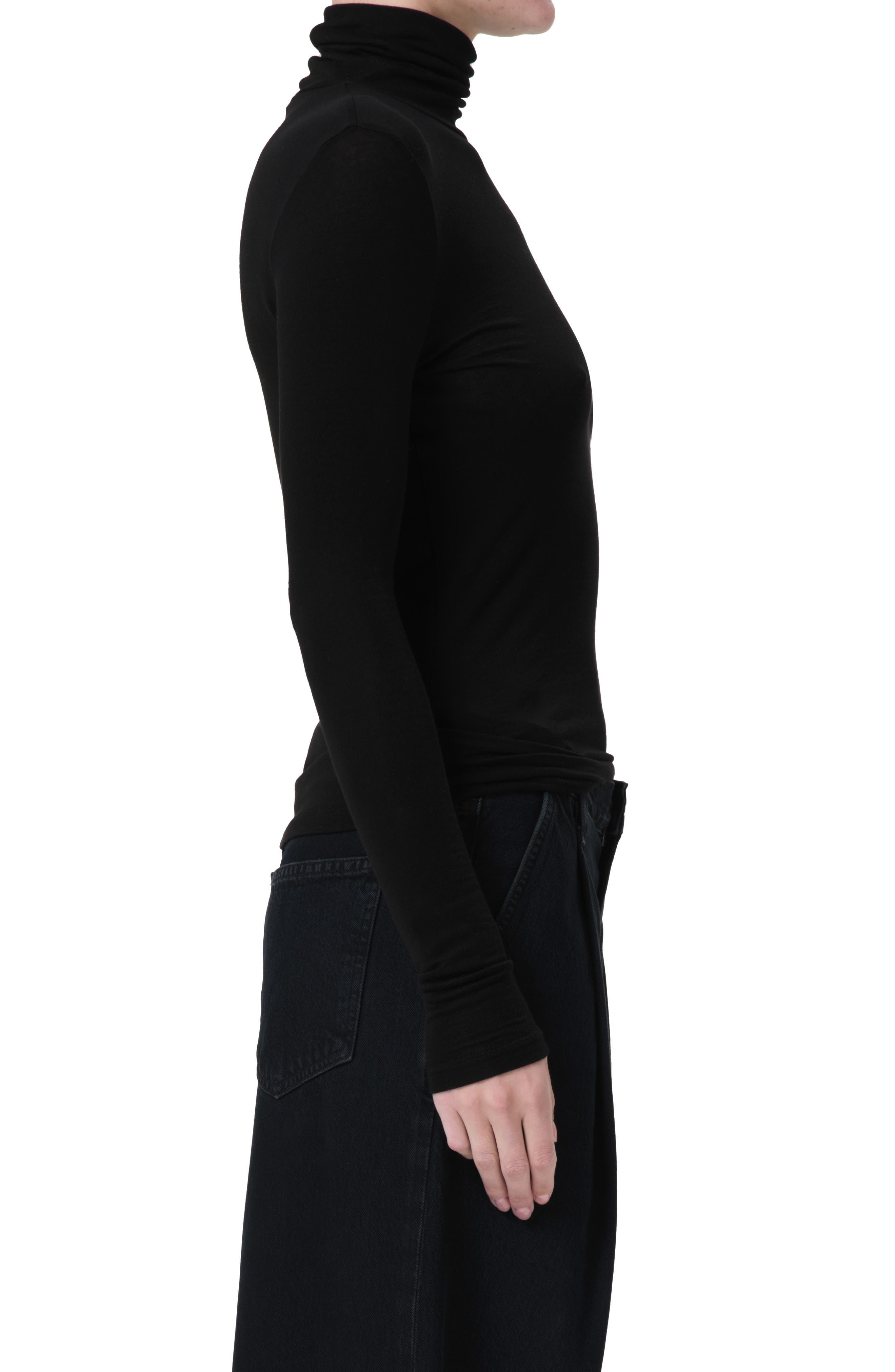 AGOLDE Pascale Rib Turtleneck Top in Black at Nordstrom - 3