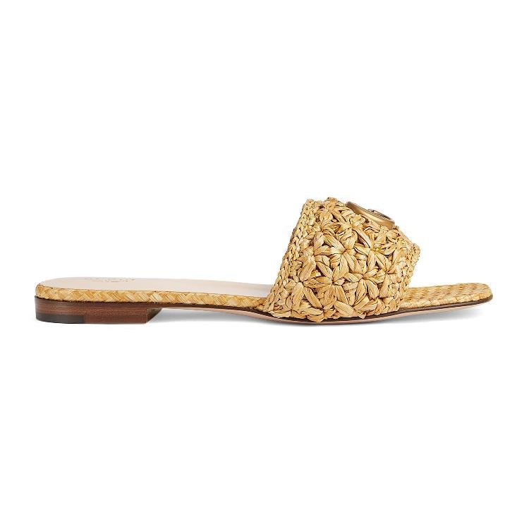 Gucci Double G Rattan Slide Sandals - 1