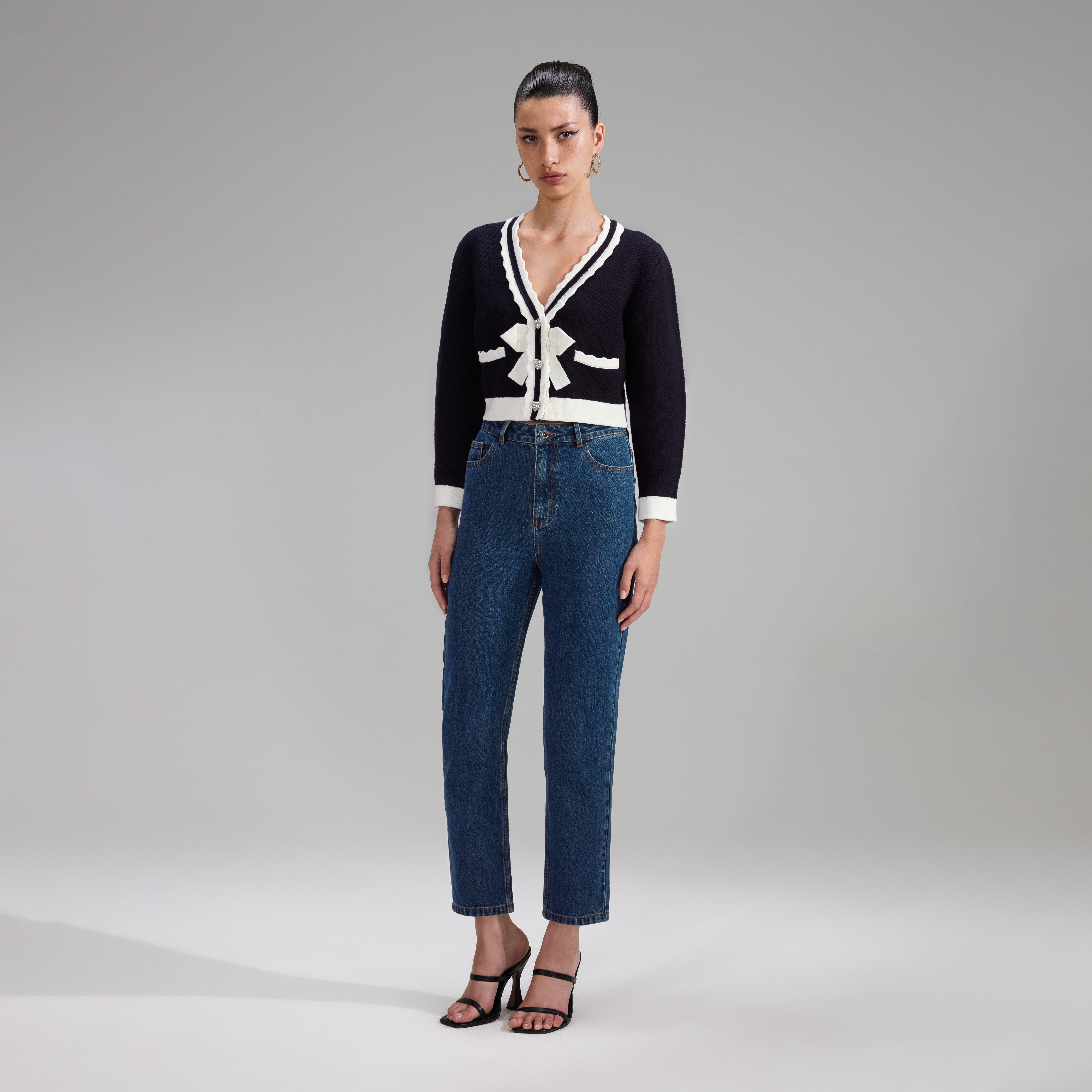 Navy Cotton Knit Cardigan - 2