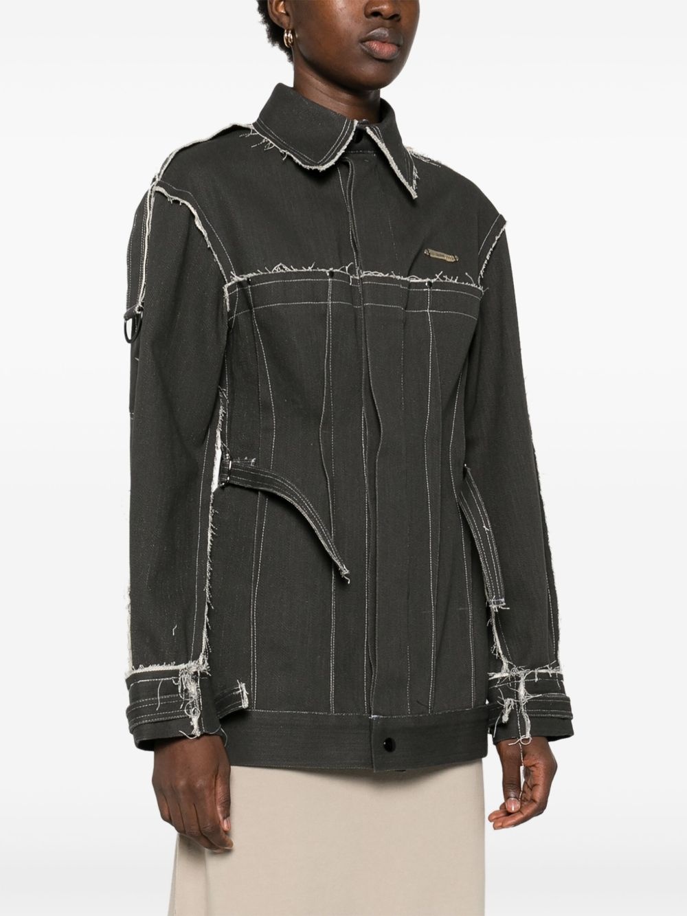 darted denim jacket - 3
