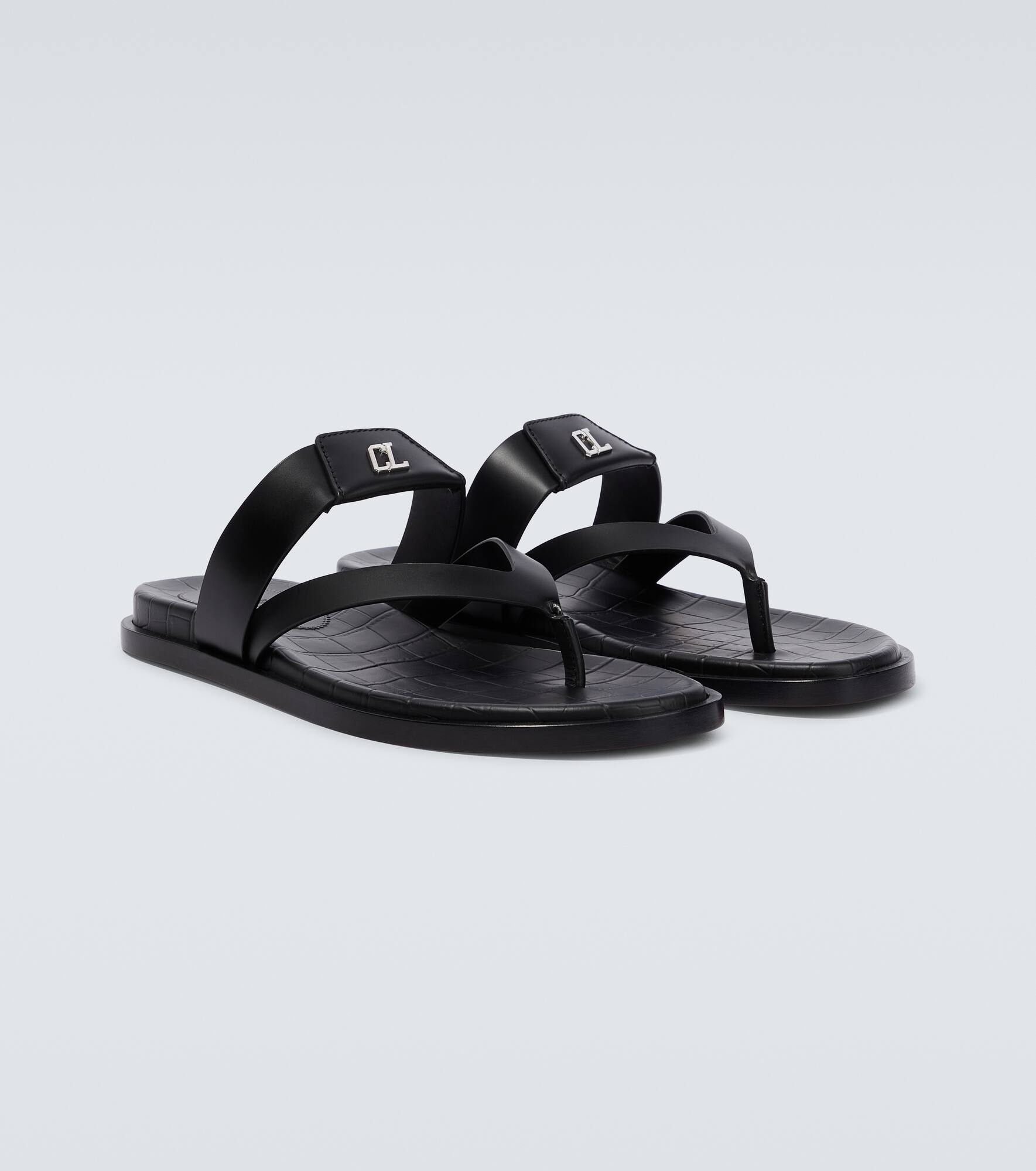 Leather logo sandals - 5