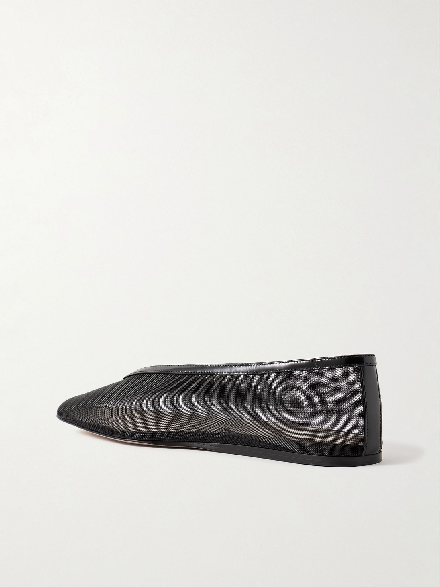 Luna leather-trimmed mesh ballet flats Black - 3