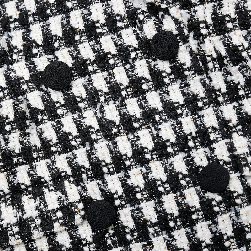 Black Check Boucle Tailored Mini Dress 6