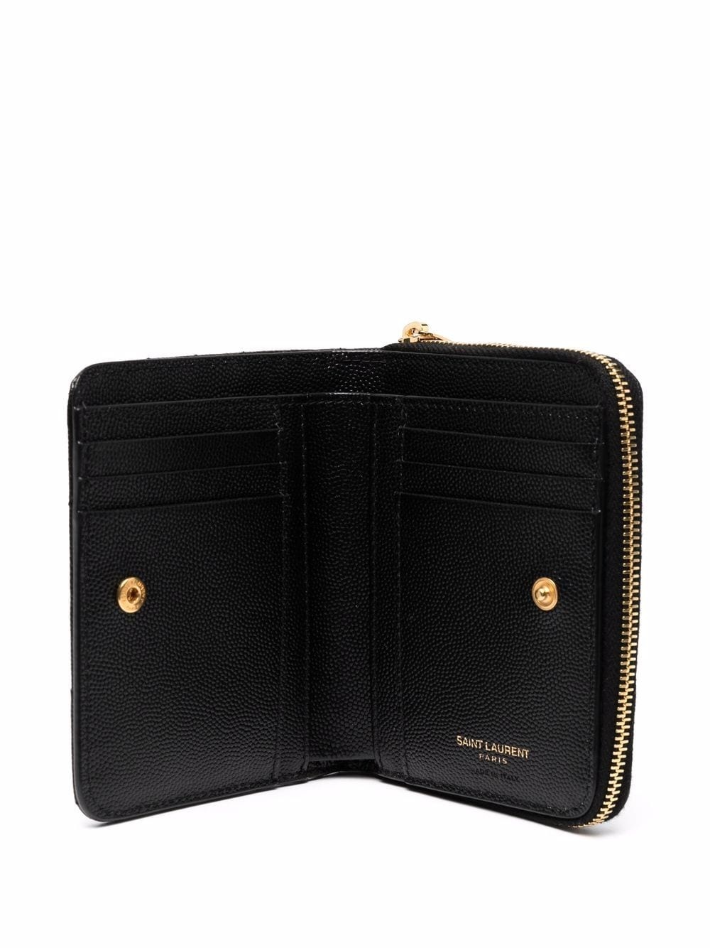 Saint Laurent Paris Women Cassandre Matelassé Compact Zip Around Wallet In Grain De Poudre Leather - 3