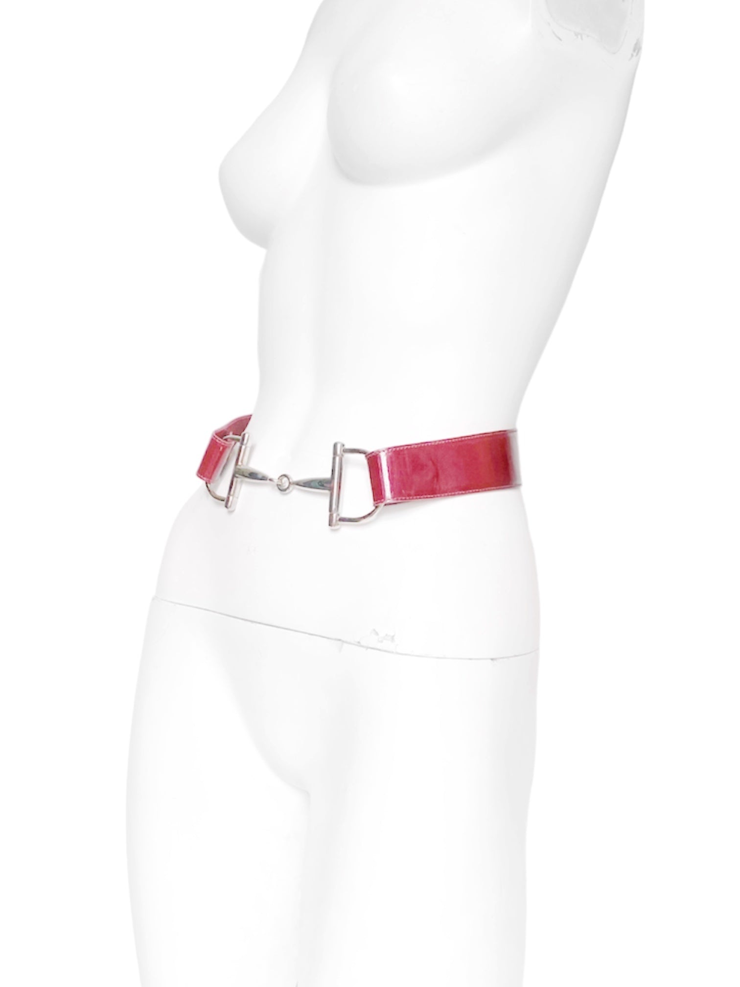 Gucci Fall 1995 Tom Ford Red Horsebit Patent Leather Belt 28 - 7