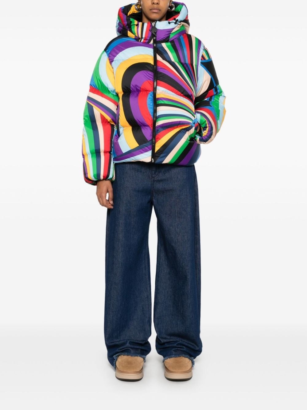 Iride-print puffer jacket - 2