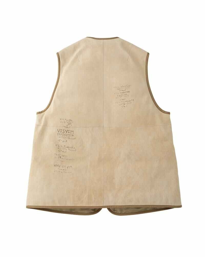 visvim TANA DEERSKIN DOWN VEST (N.D.) BEIGE outlook