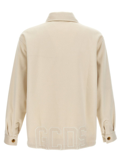 GCDS Logo Embroidery Jacket Casual Jackets, Parka White outlook