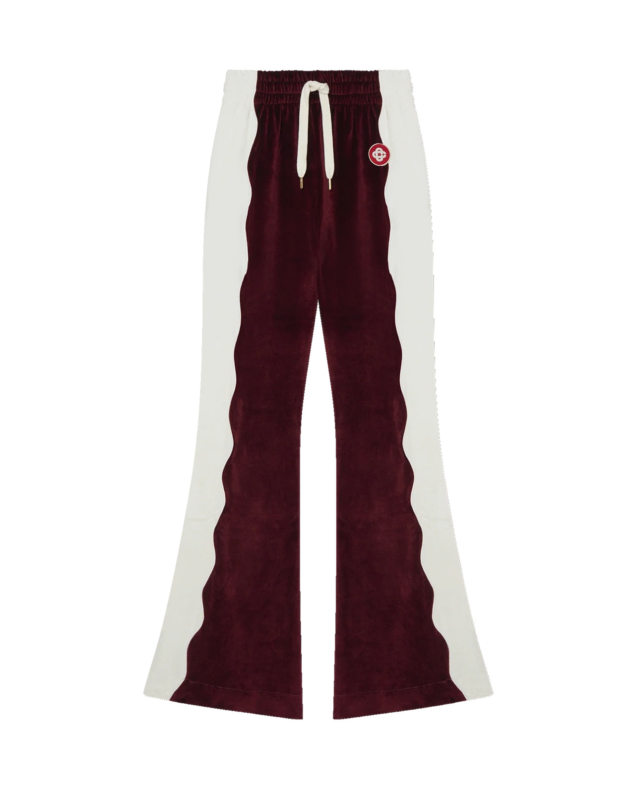 Burgundy Velour Panelled Track Pant - 1
