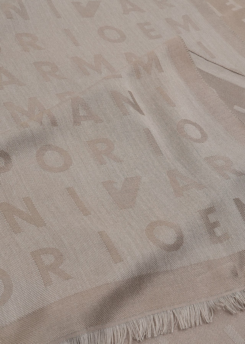 EMPORIO ARMANI Viscose-blend scarf with jacquard lettering outlook