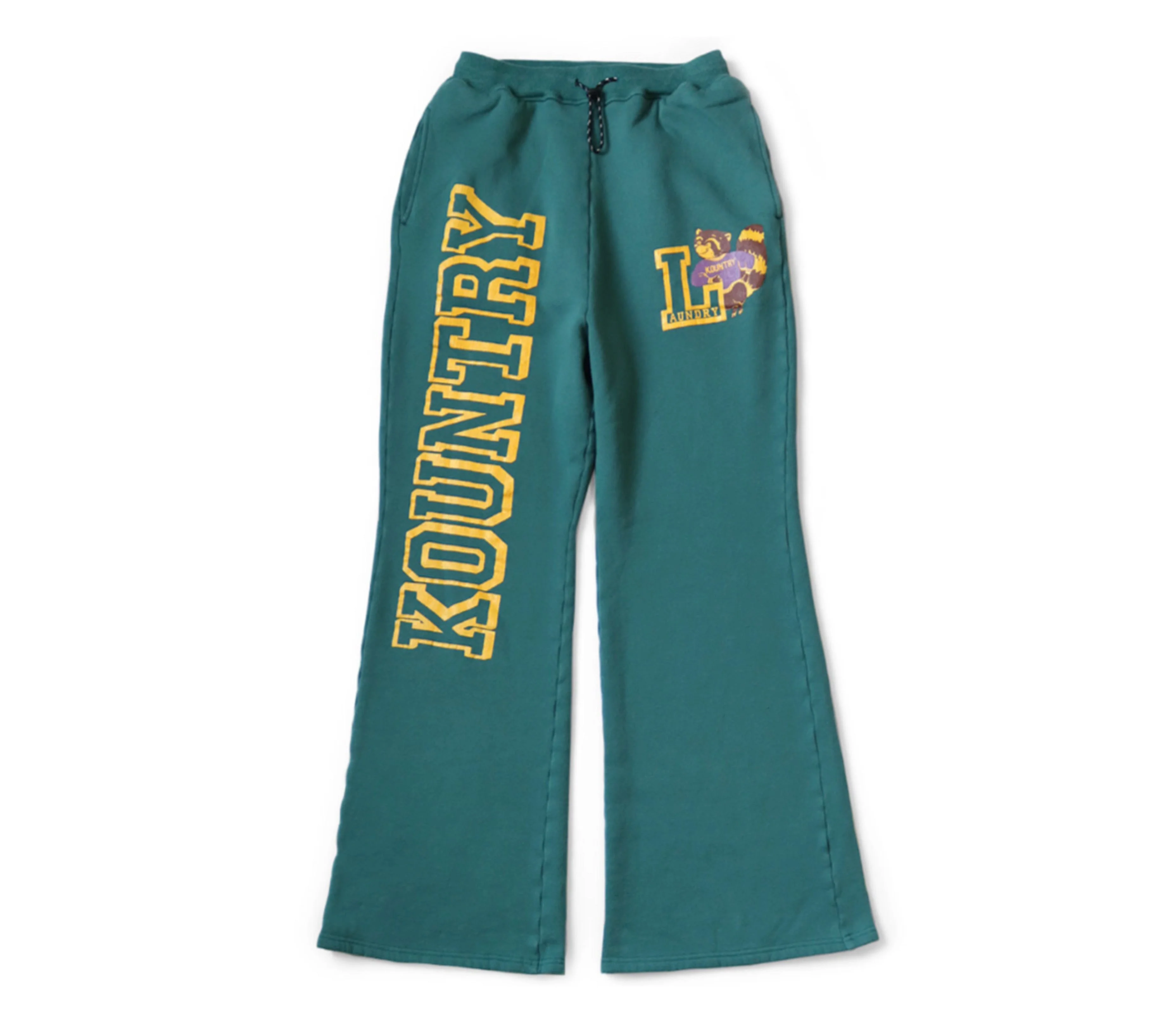 Kapital Fleece Flared Sweatpants (Green) - 1
