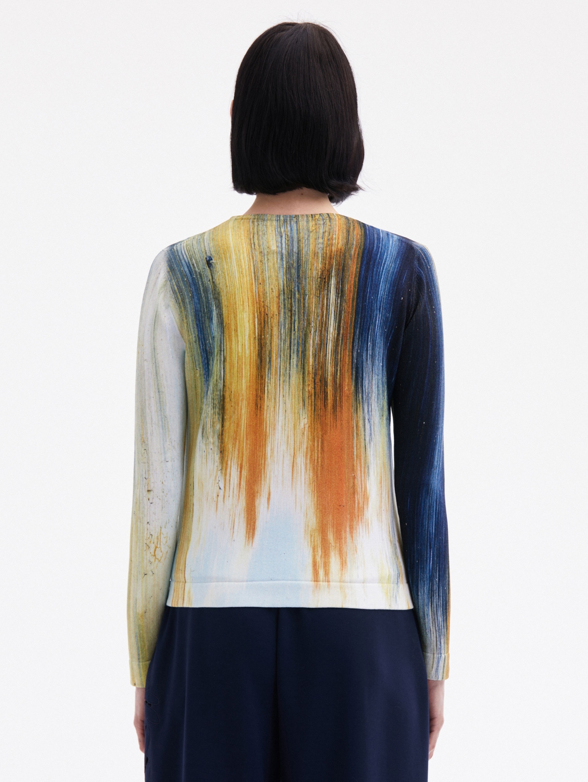 ABSTRACT BRUSHSTROKE PRINTED CARDIGAN - 3
