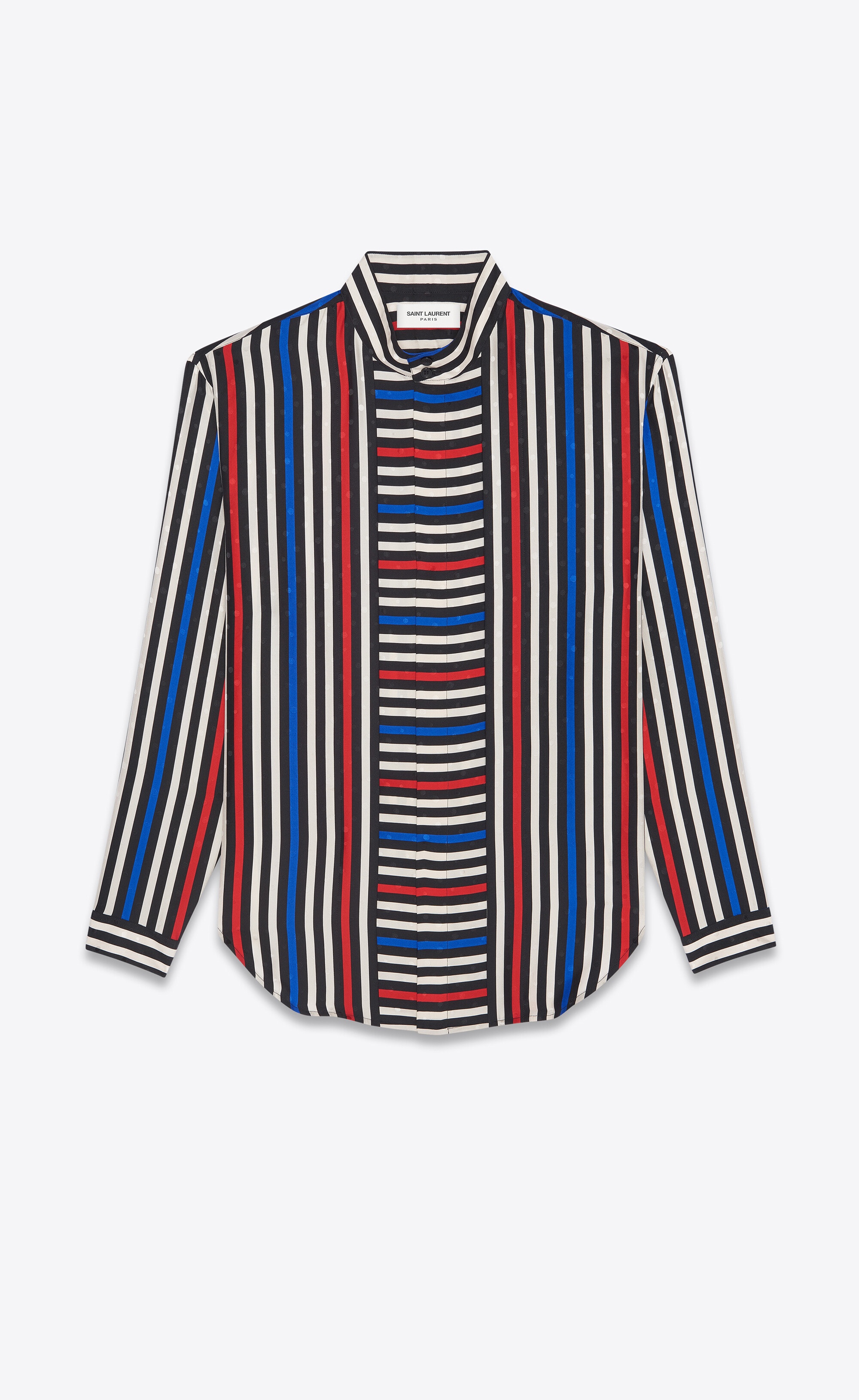 oversized shirt in matte and shiny striped silk - 1