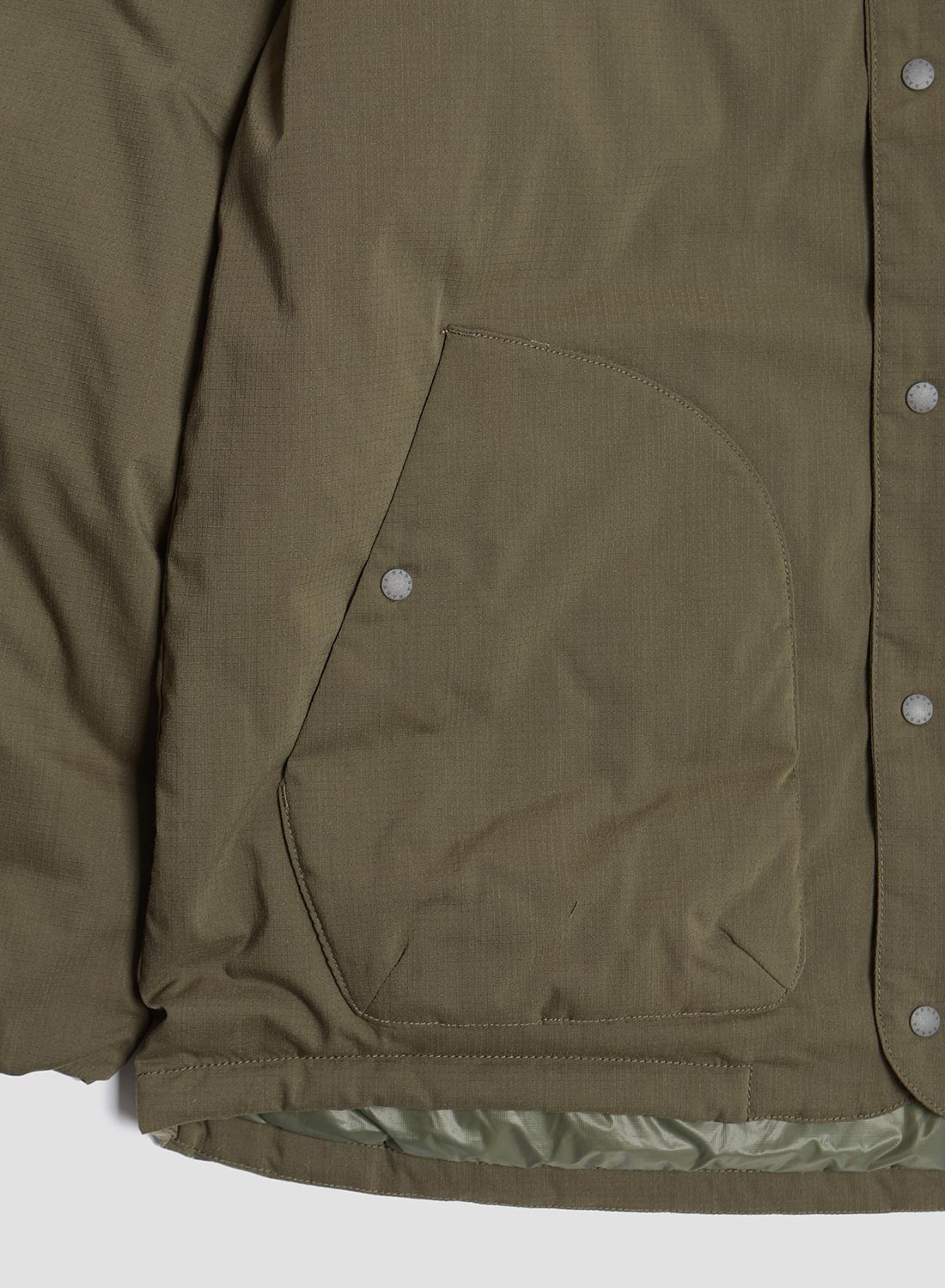 Nanga Hinoc Ripstop Inner Down Cardigan in Army Green - 5