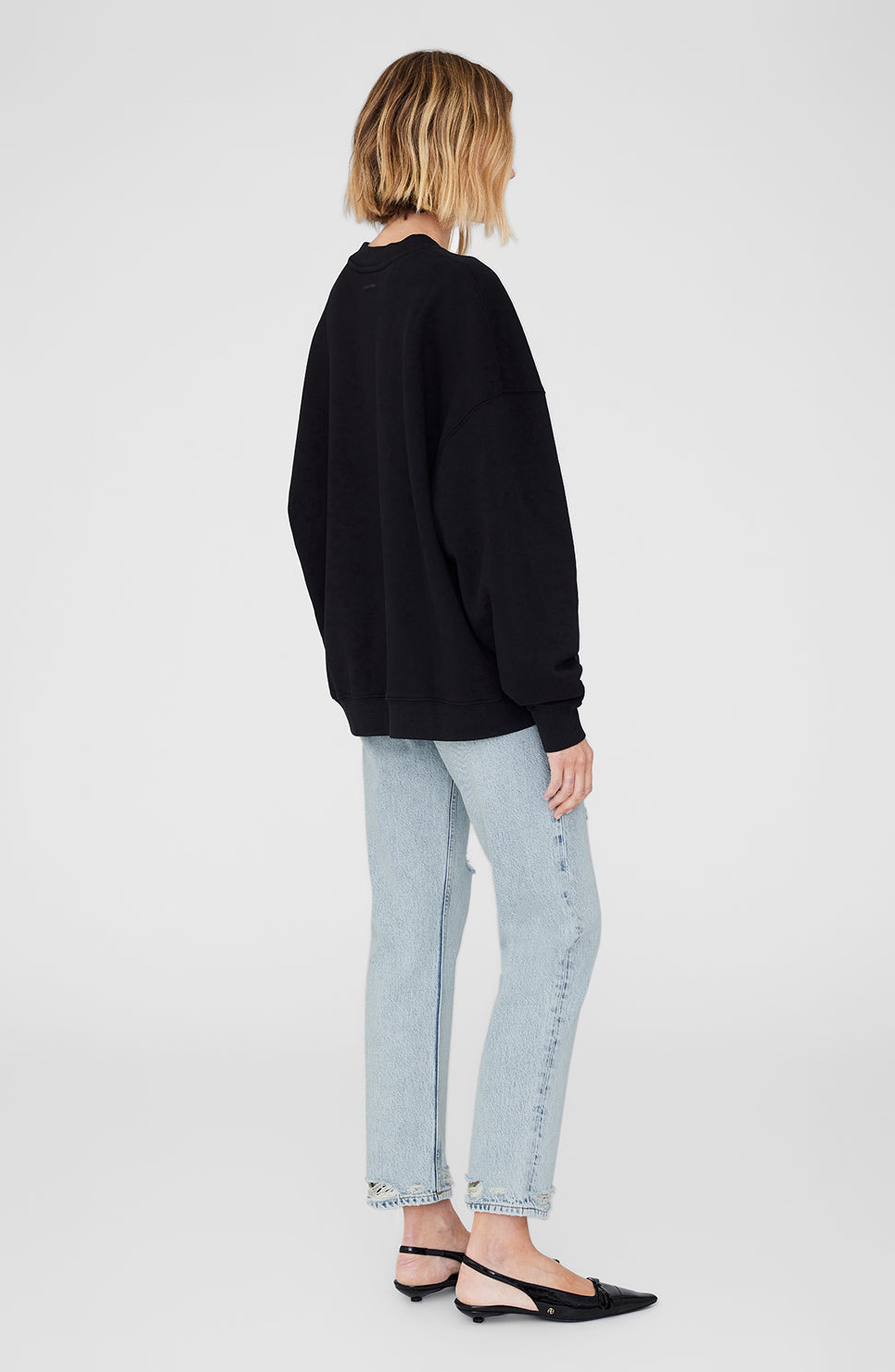 ANINE BING Miles Oversized Sweatshirt Letterman in Black at Nordstrom - 2