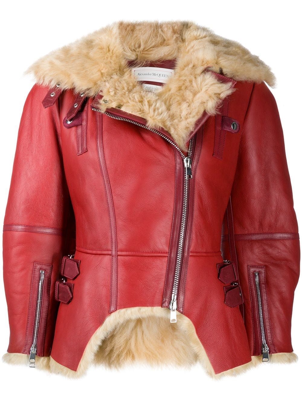 shearling lined asymmetric leather jacket - 1