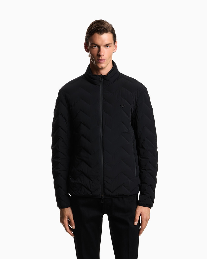 EMPORIO ARMANI WATER REPELLENT CHEVRON QUILTED DOWN JACKET IN NYLON SPANDEX outlook