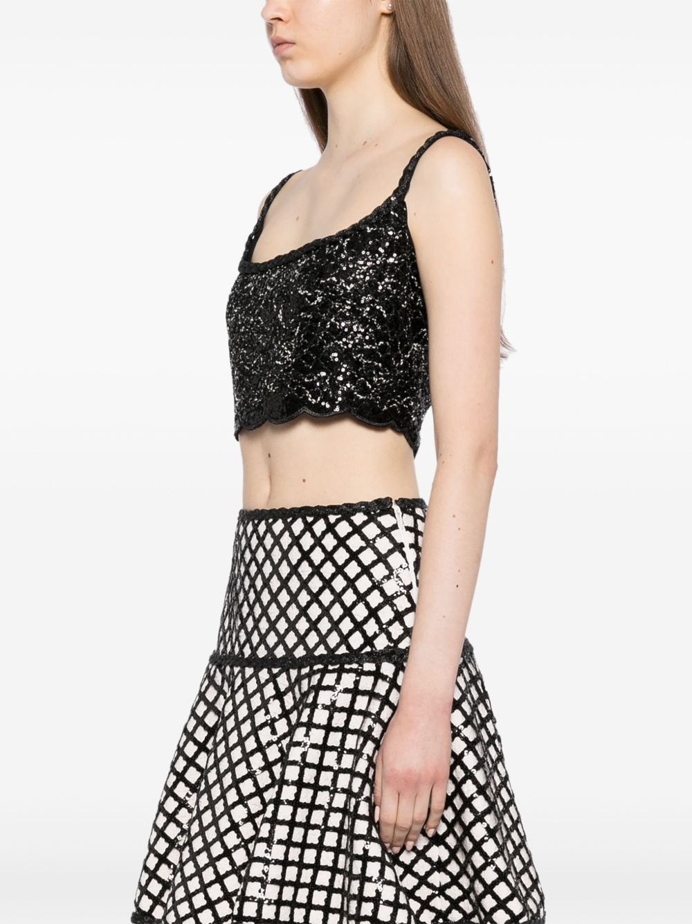 sequin-embellishment scallop-hem tank top - 3