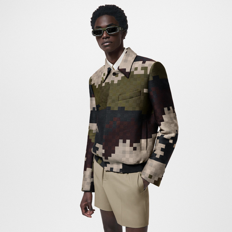 Silk Blend Tailored Damier Blouson 2