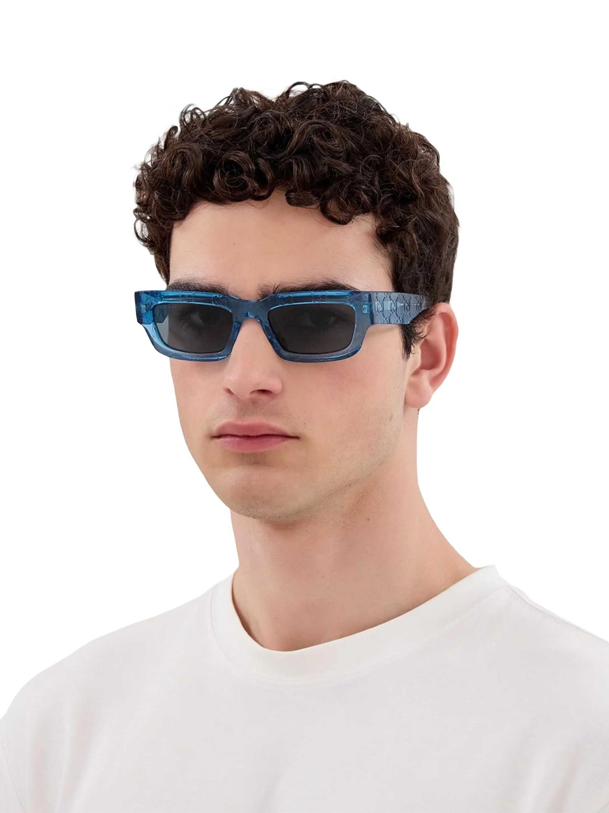 Men's Miami 52MM Rectangular Sunglasses - Light Blue Black - 1