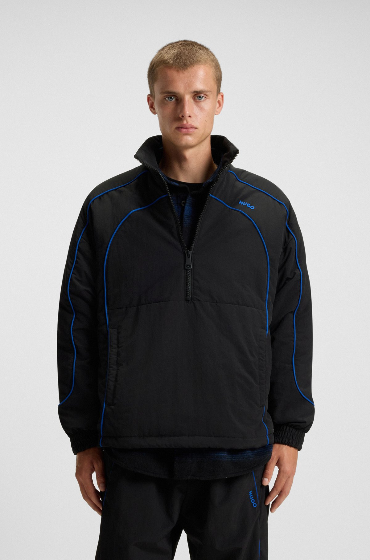 WATER-REPELLENT HALF-ZIP JACKET WITH CONTRAST PIPING - 2