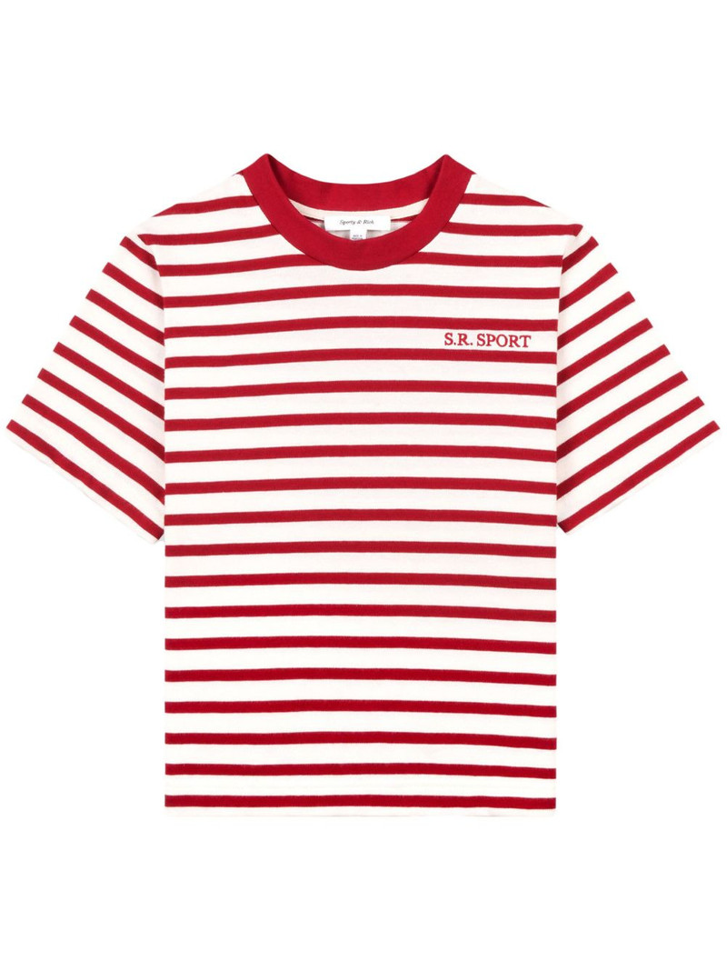 logo-embroidered striped T-shirt 1