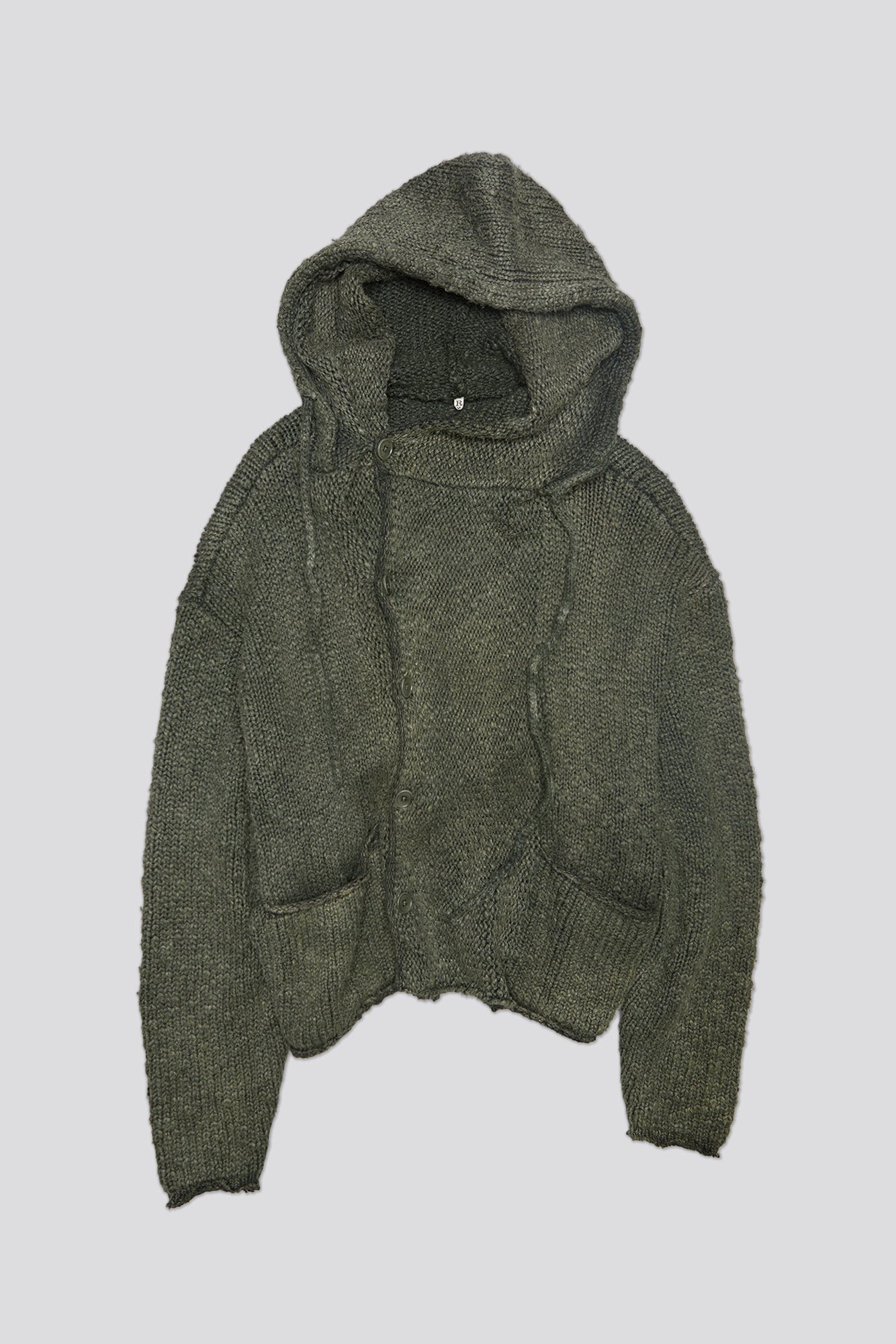 HOODED PARKA CARDIGAN - WASHED OLIVE - 4