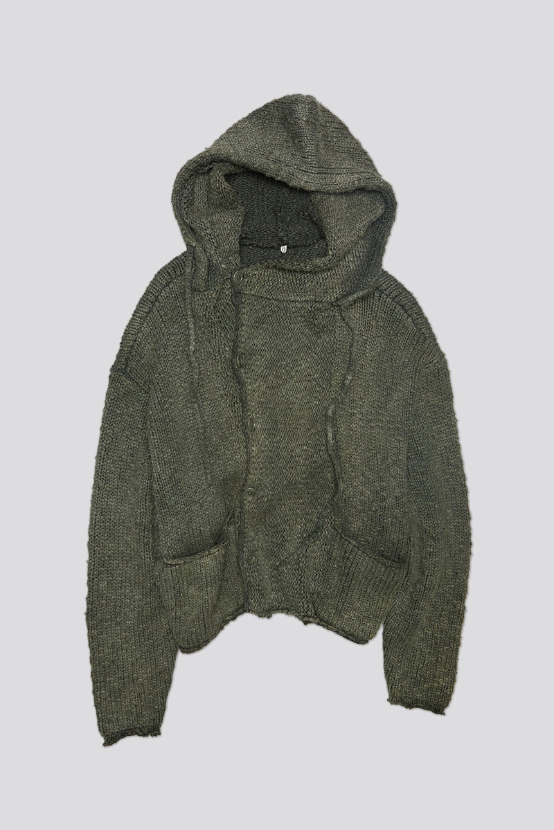 HOODED PARKA CARDIGAN - WASHED OLIVE 4