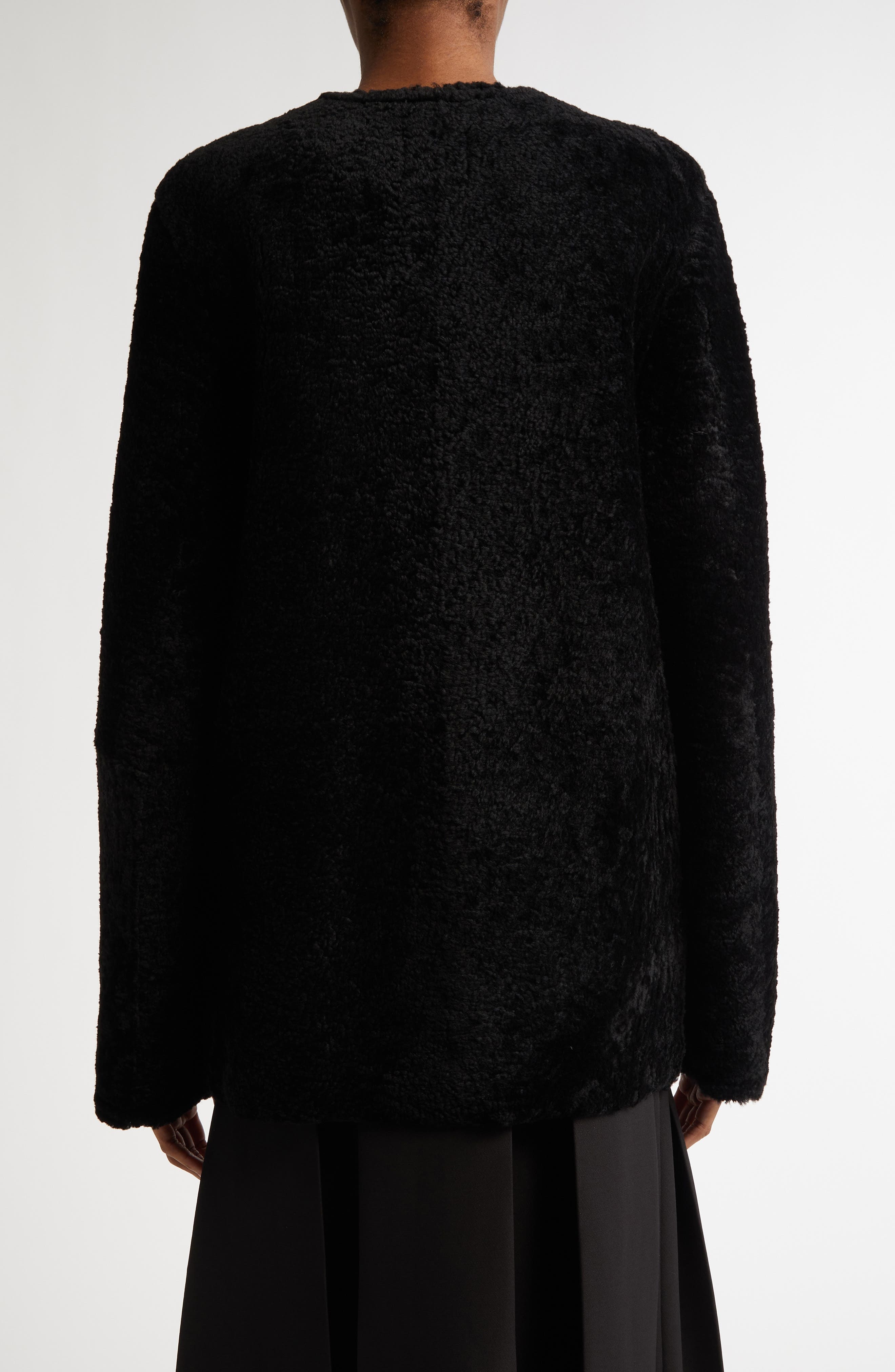 TOTEME Teddy Genuine Shearling Zip Jacket in Black at Nordstrom - 3