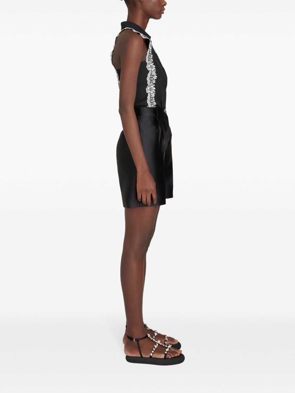 pleated silk-satin tailored shorts - 3