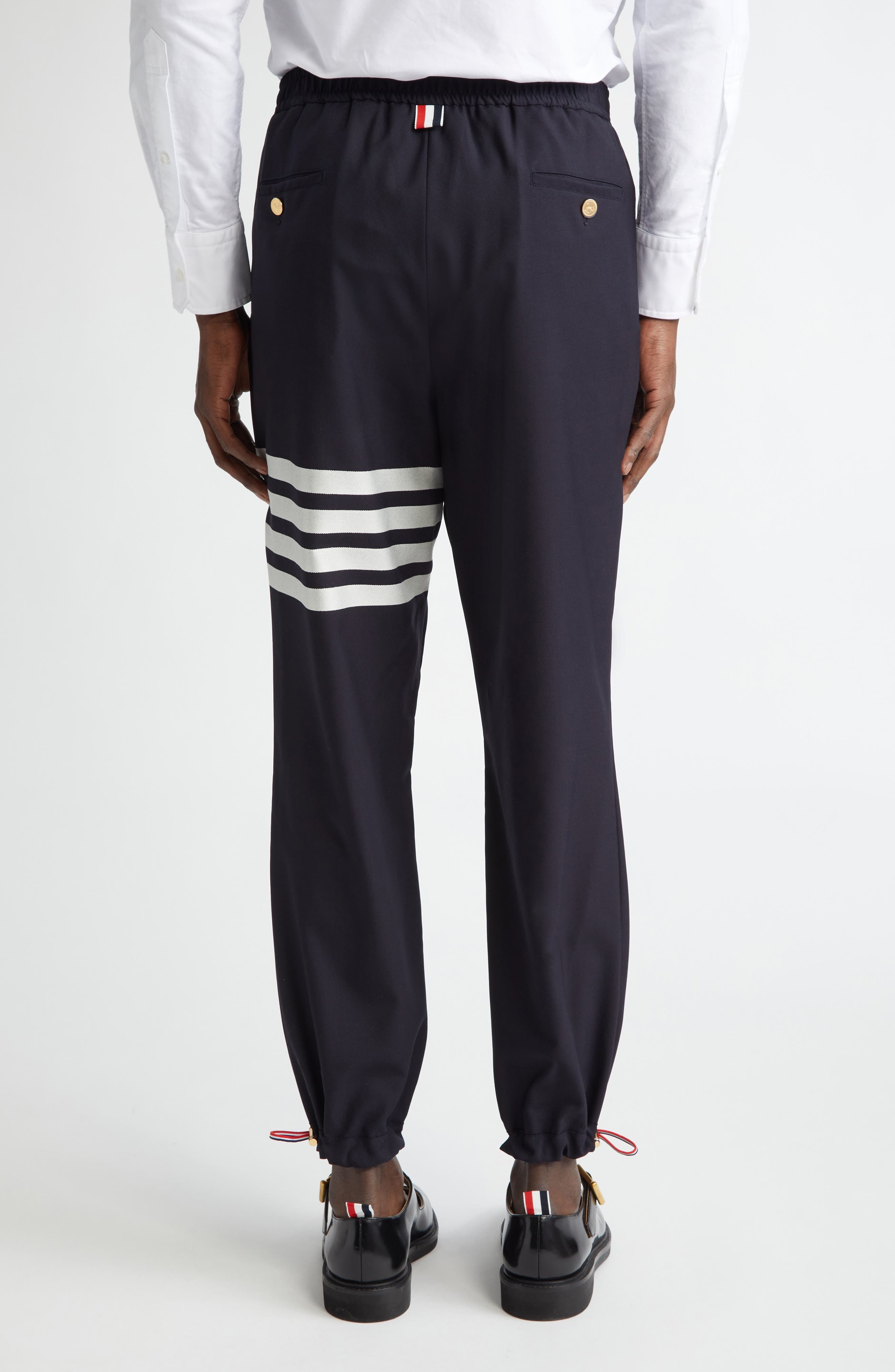 Thom Browne 4-Bar Wool Track Trousers in Navy at Nordstrom - 3