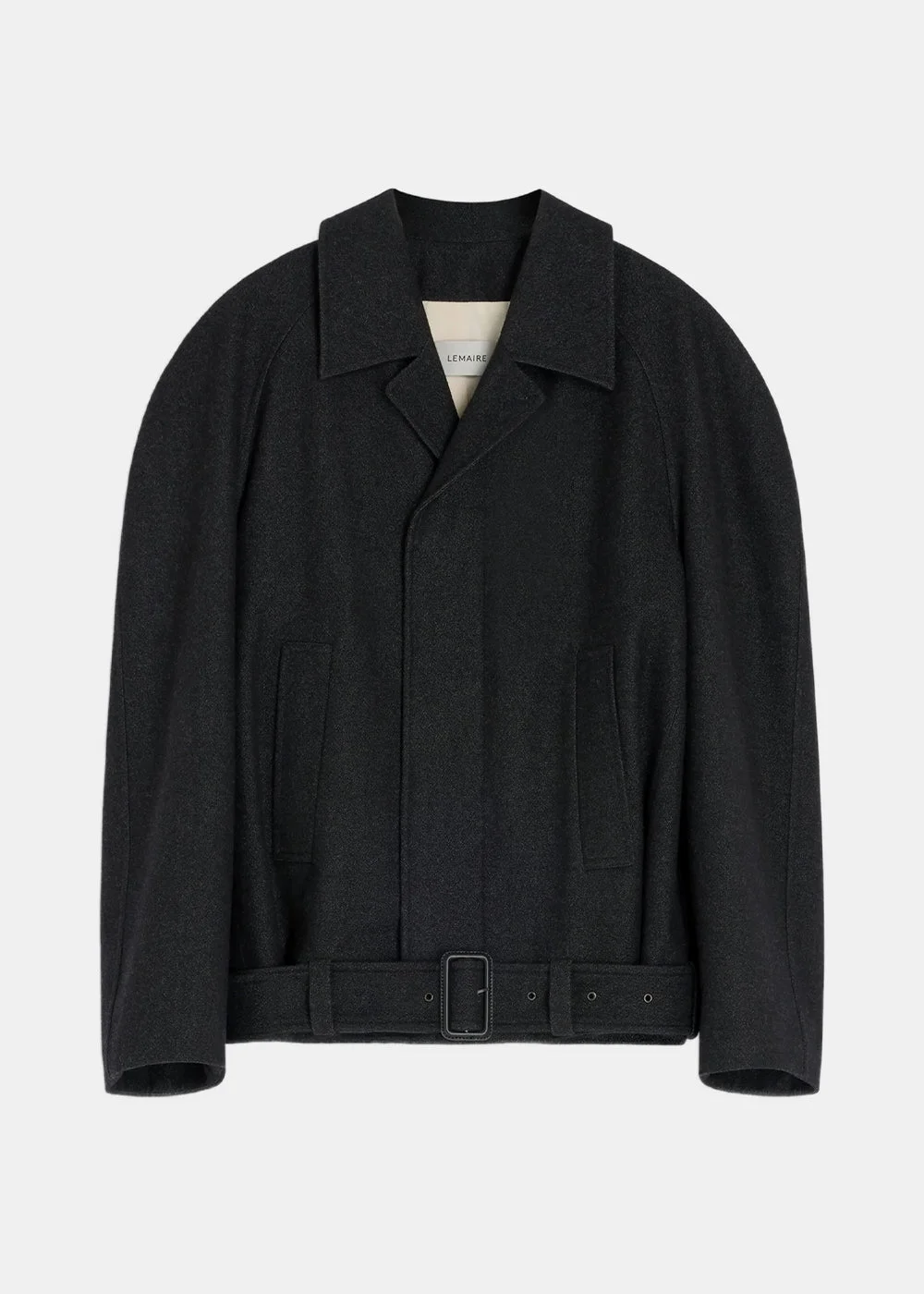 Black Raglan Sleeve Short Coat - 1