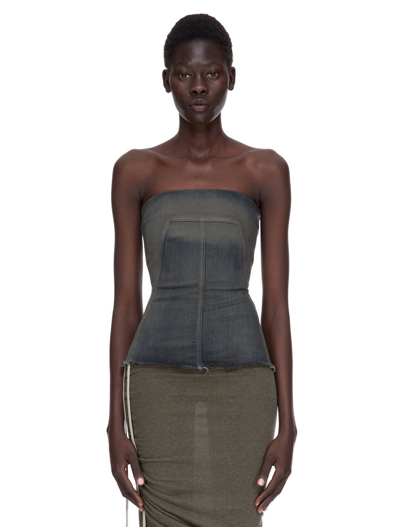 Strapless frayed denim top Gray - 1