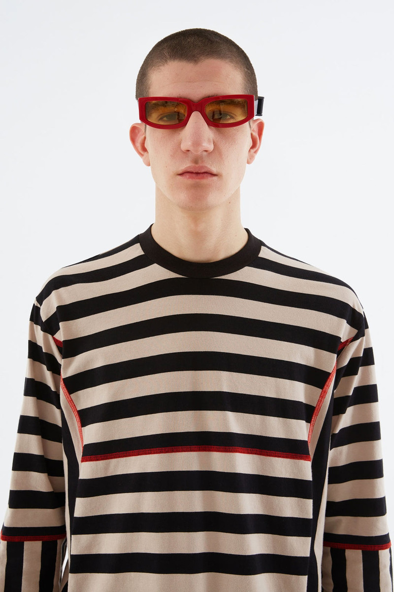 BEIGE & BLACK STRIPED LONG SLEEVE WITH CUTS 5