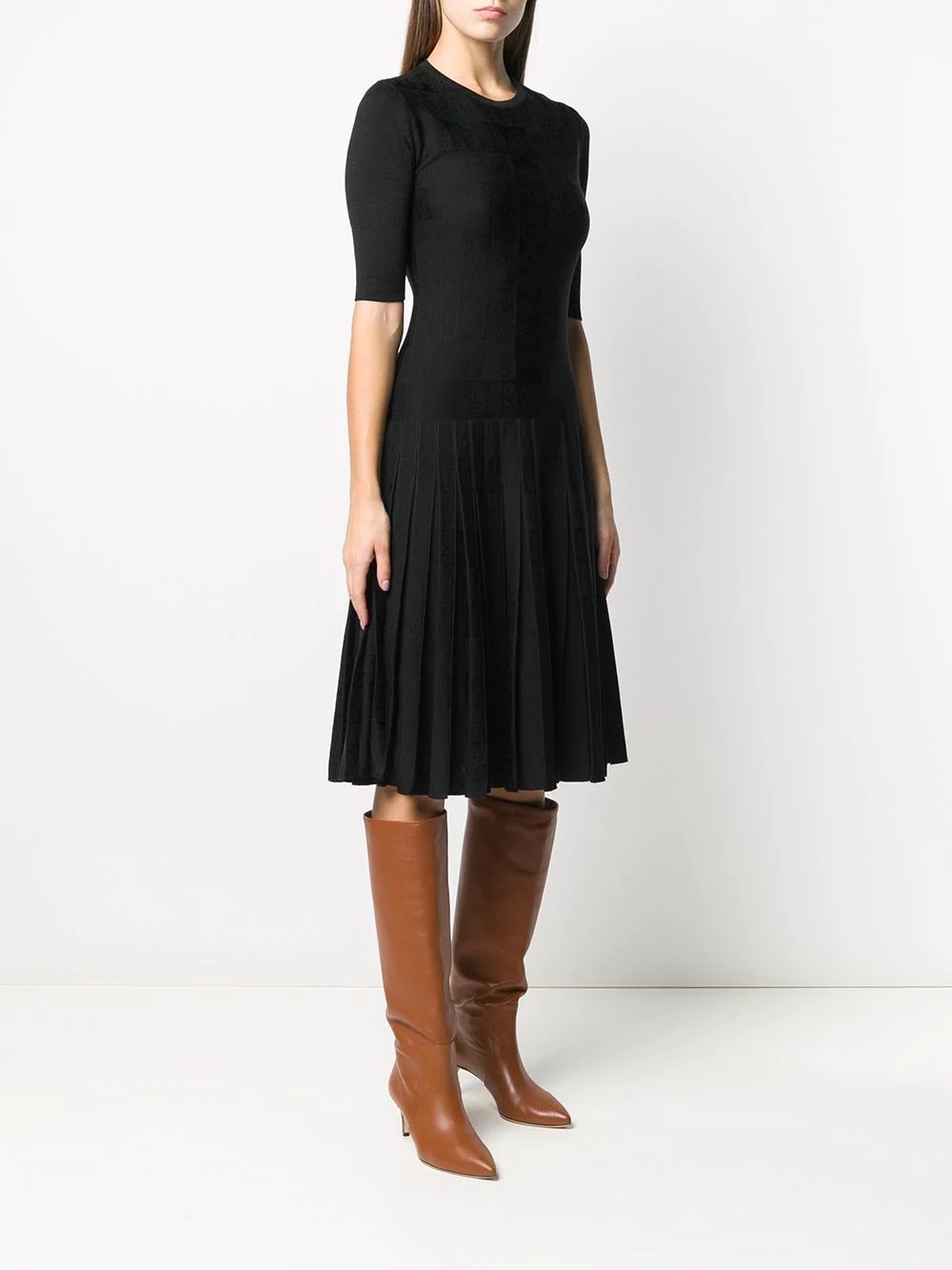 pleated short-sleeve midi dress - 3