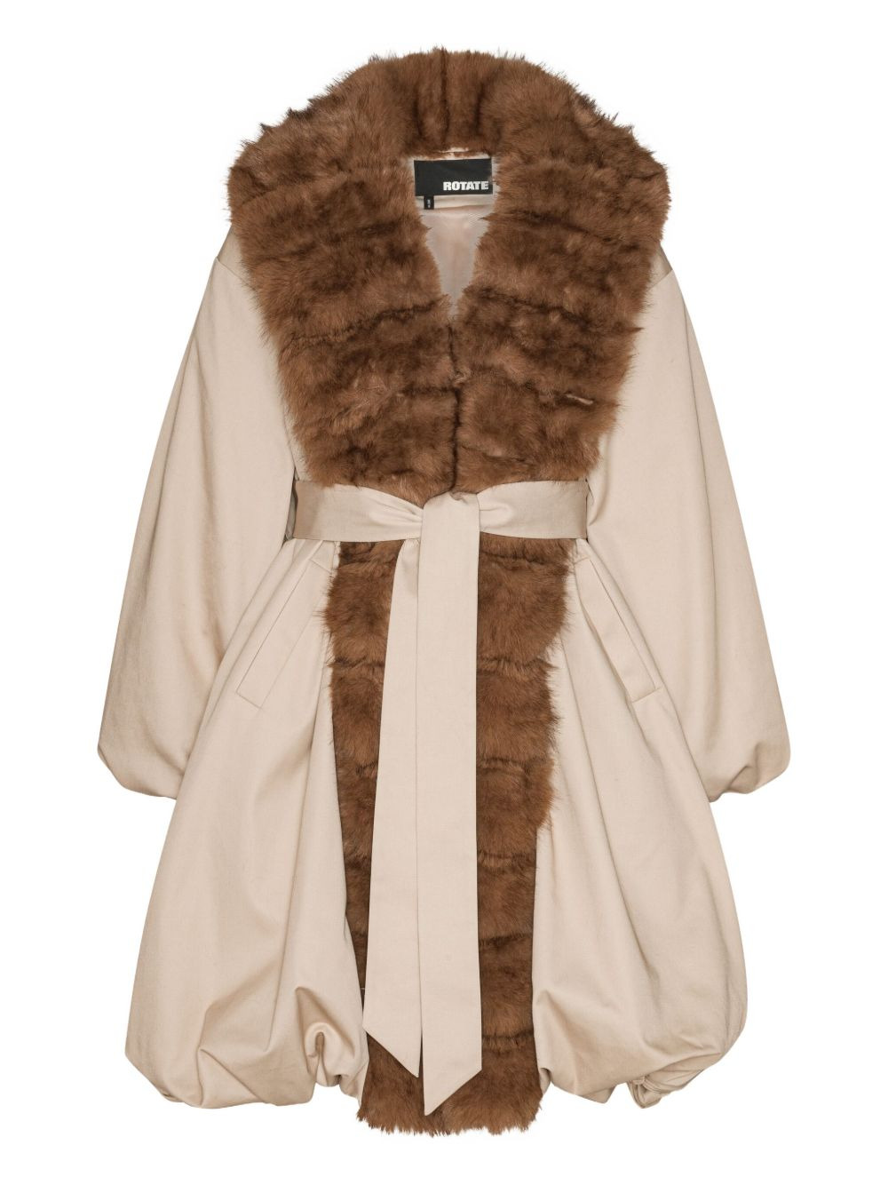 faux-fur-collar balloon-hem coat - 1