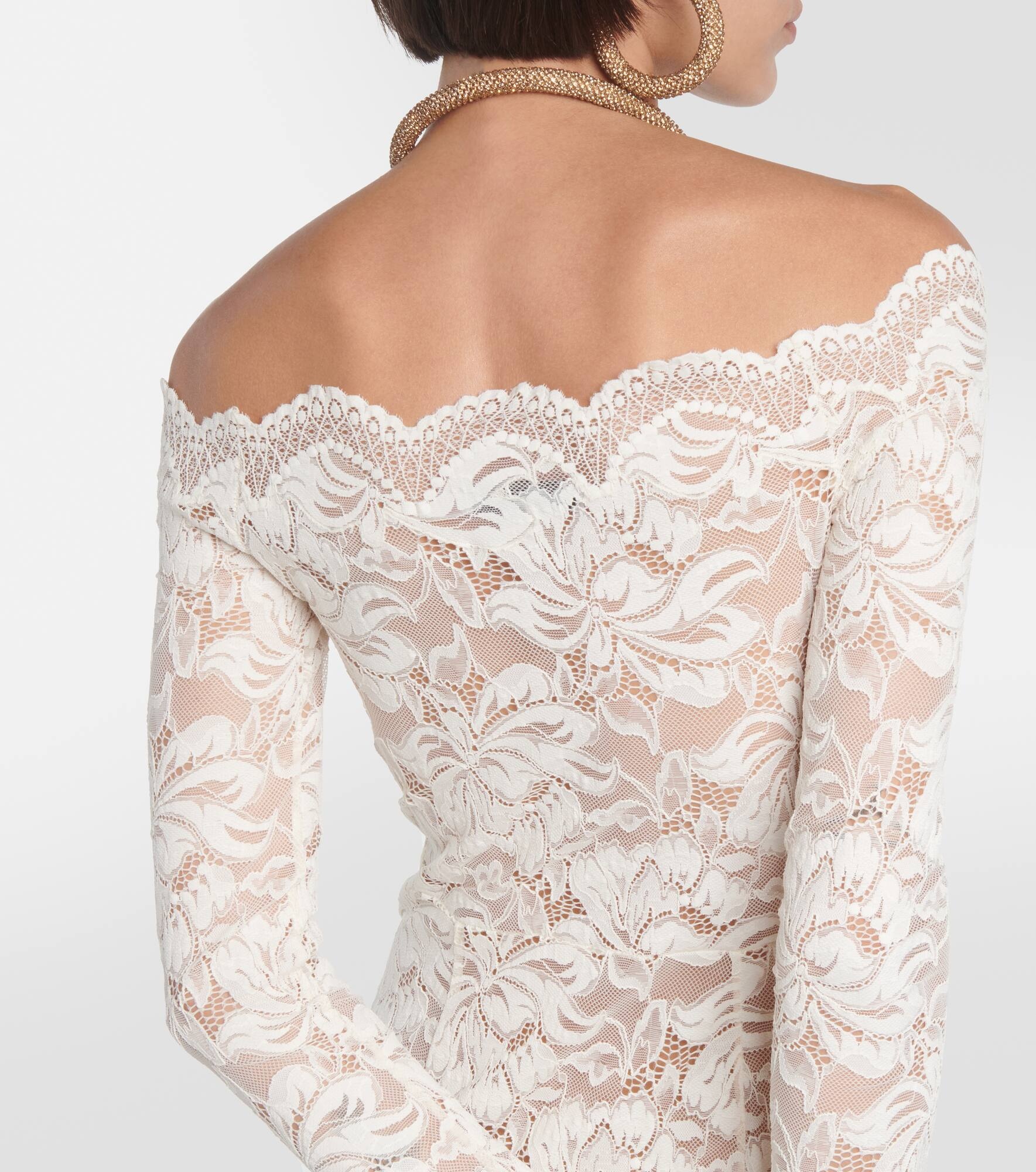 Off-shoulder lace maxi dress - 6