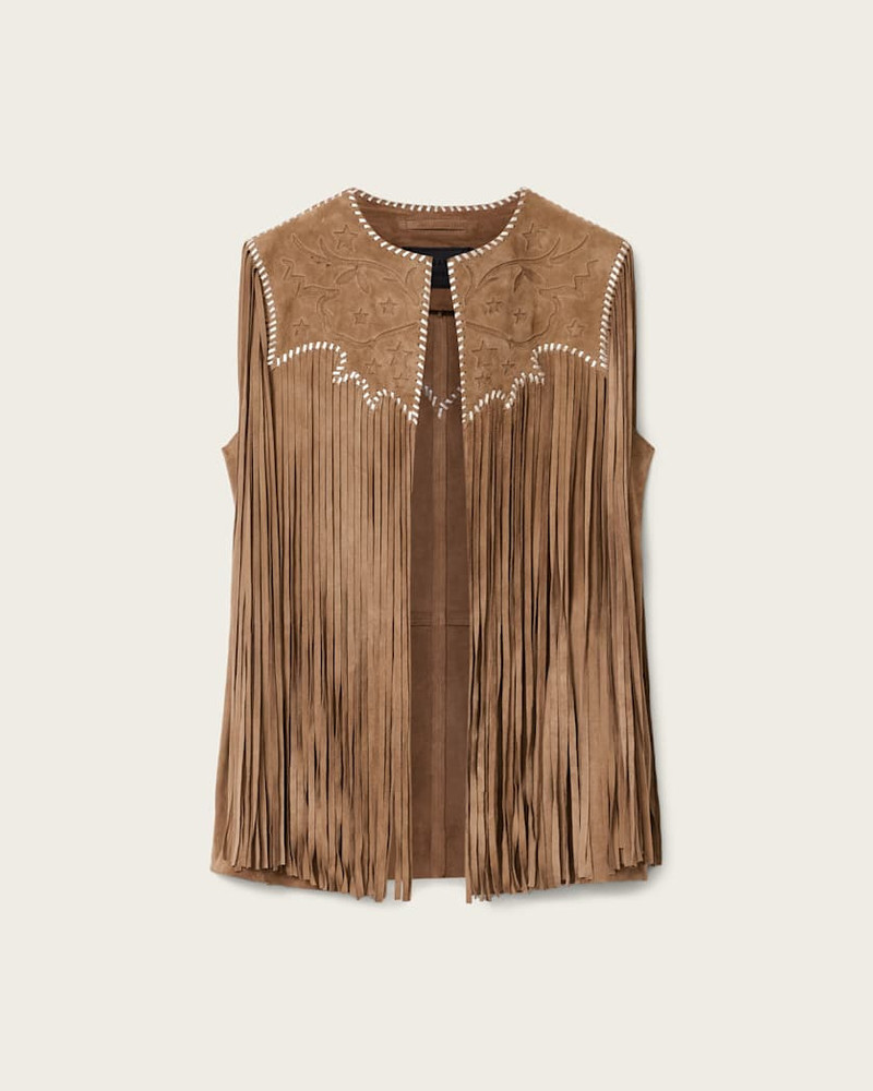 CARTER WHIPSTITCH SUEDE TASSEL GILET 1