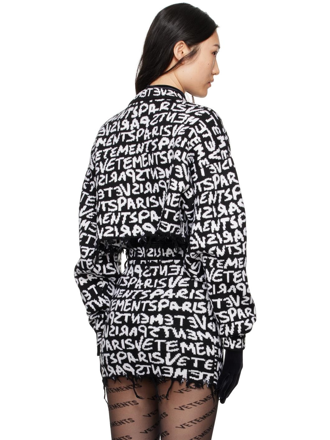 Black & White Intarsia-Logo Sweater - 3
