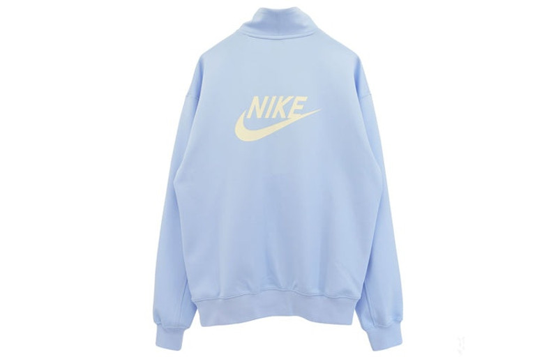 Nike Men's Nike Back Alphabet Logo Printing Half Zipper Stand Collar Asia Edition Blue DQ4238-425 outlook