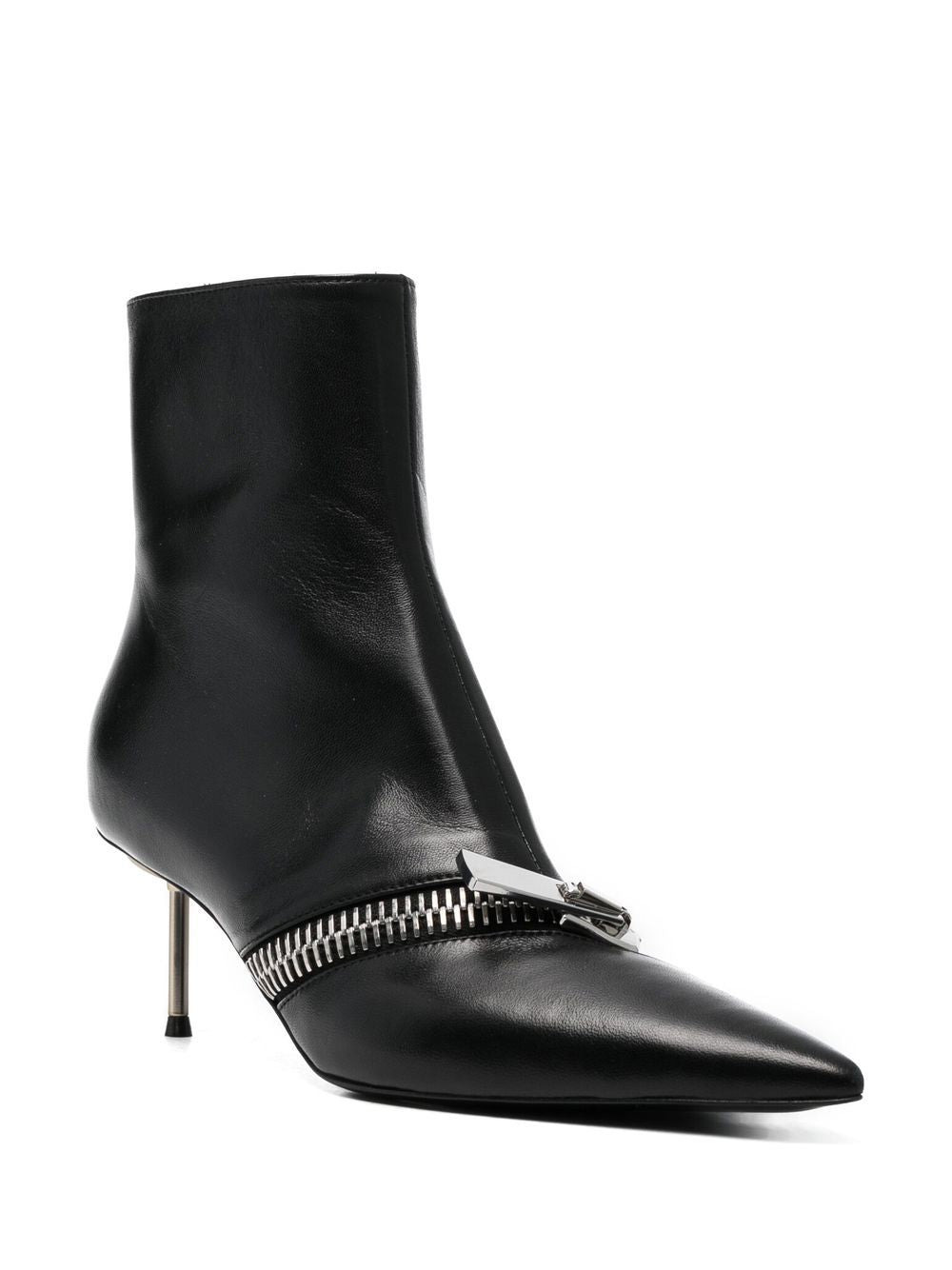 ZIP ANKLE BLACK LEATHER BOOT - 4
