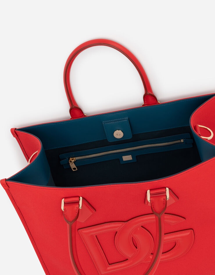 Canvas shopper with calfskin nappa details - 5