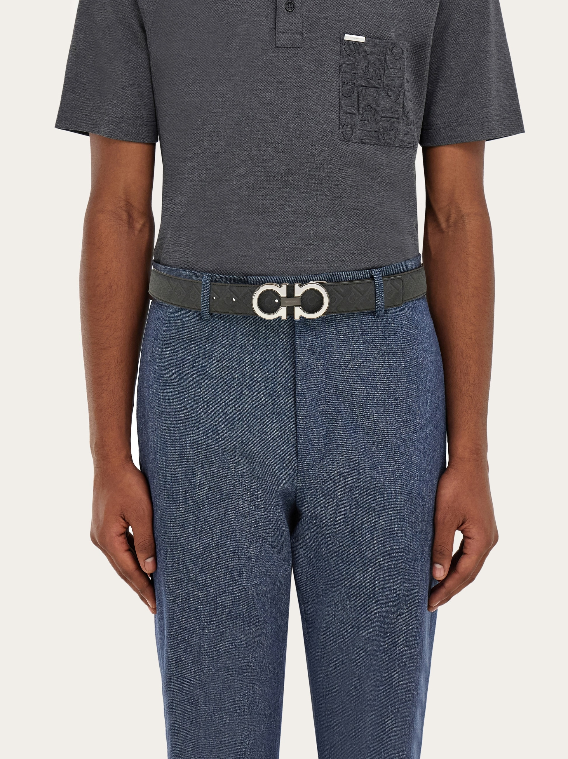 Reversible and adjustable Gancini belt with Switch buckle - 4