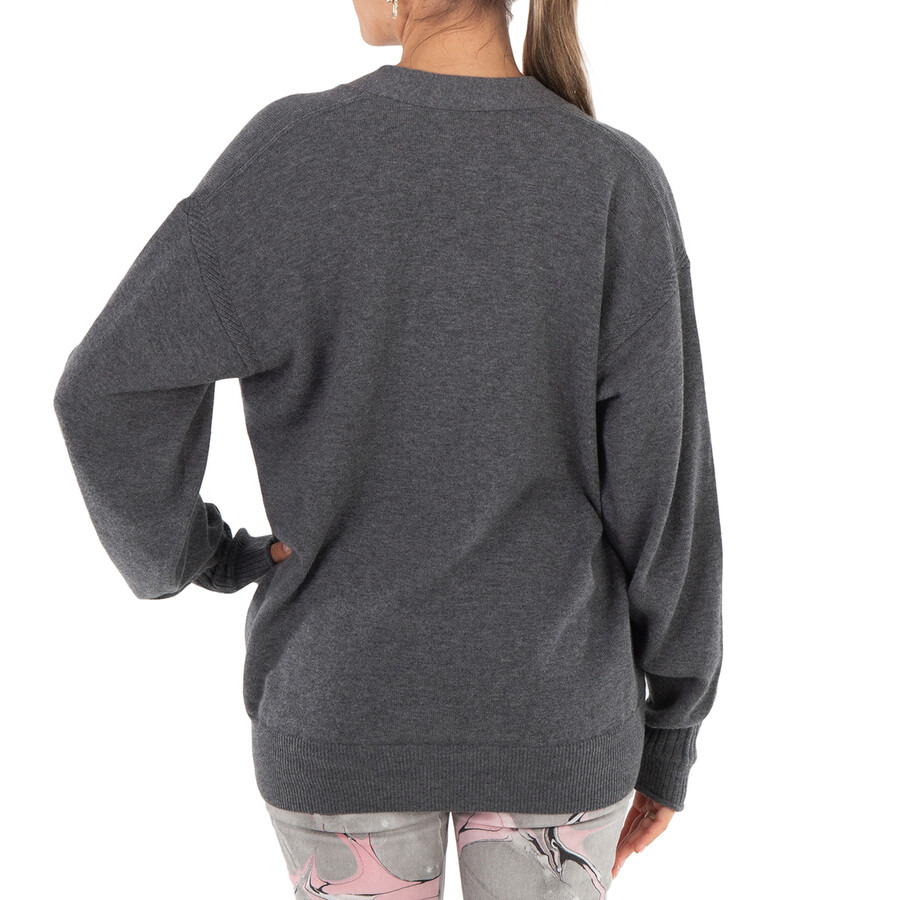 Stella McCartney Grey Iconic Logo Wool Cardigan - 6