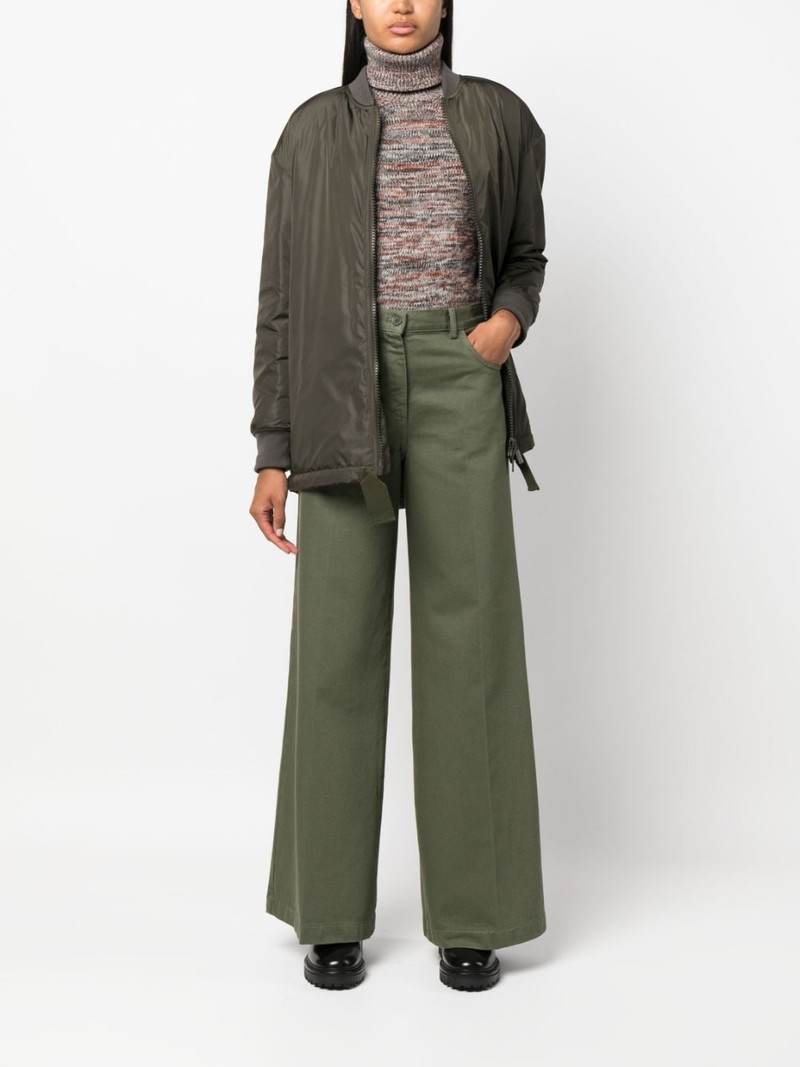 Aspesi ribbed-trim flared bomber jacker outlook