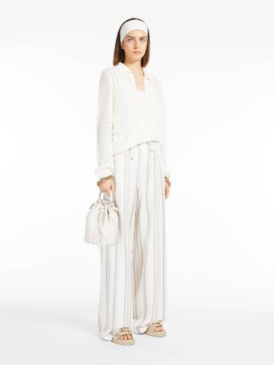 Max Mara SULTANO Pinstriped cotton and linen trousers outlook