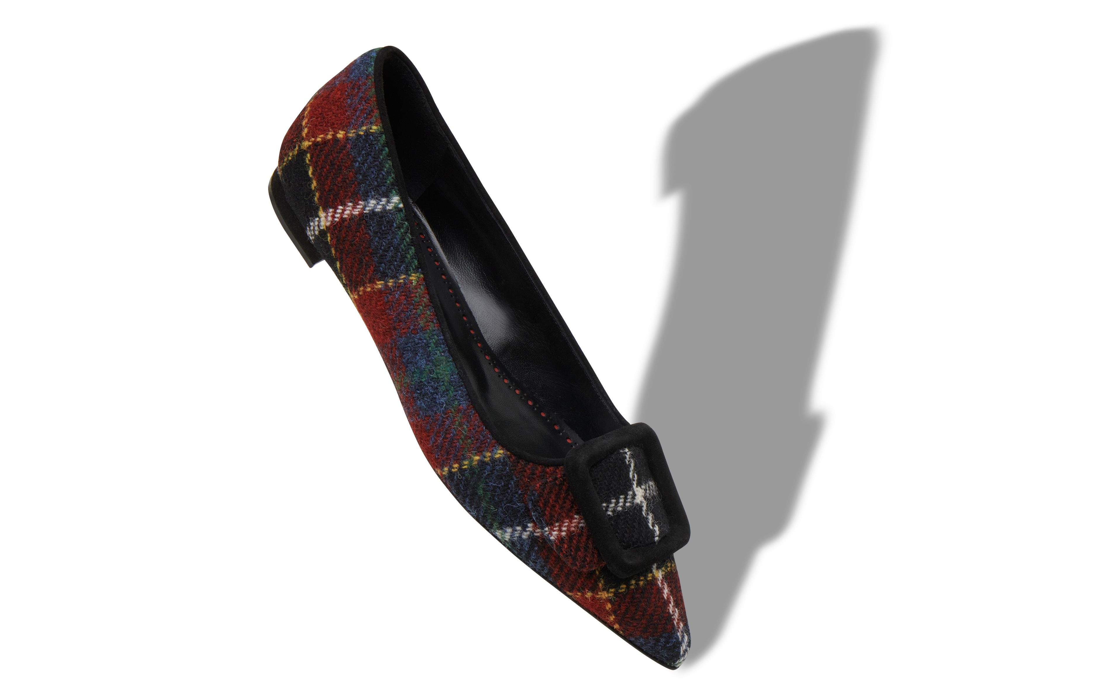 Tartan Wool Buckle Detail Flat Shoes - 2