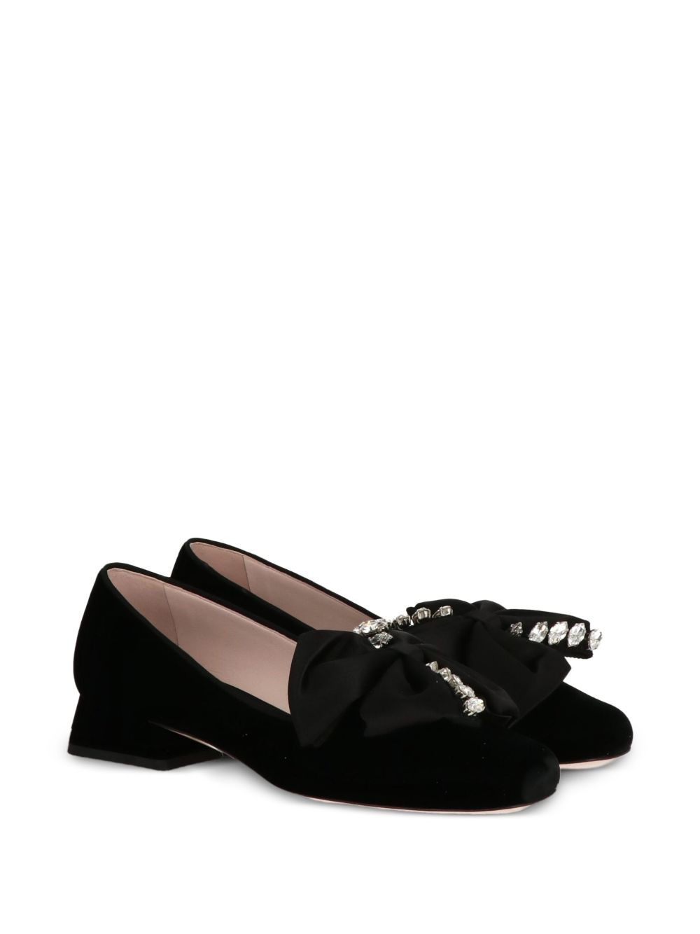 bow-embellished velvet pumps - 2