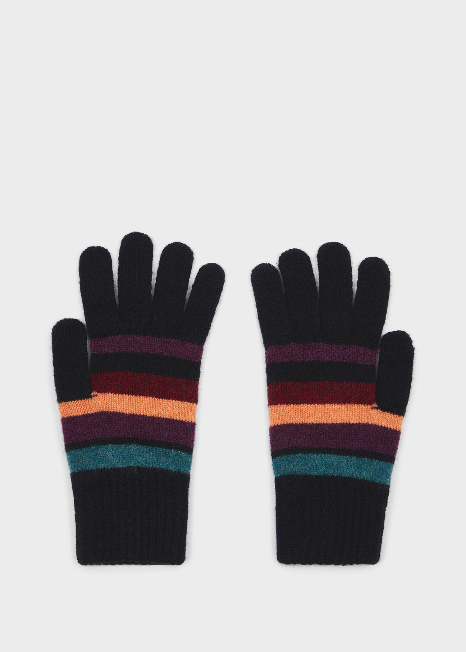 Women's Black Lambswool 'Swirl Stripe' Gloves - 2