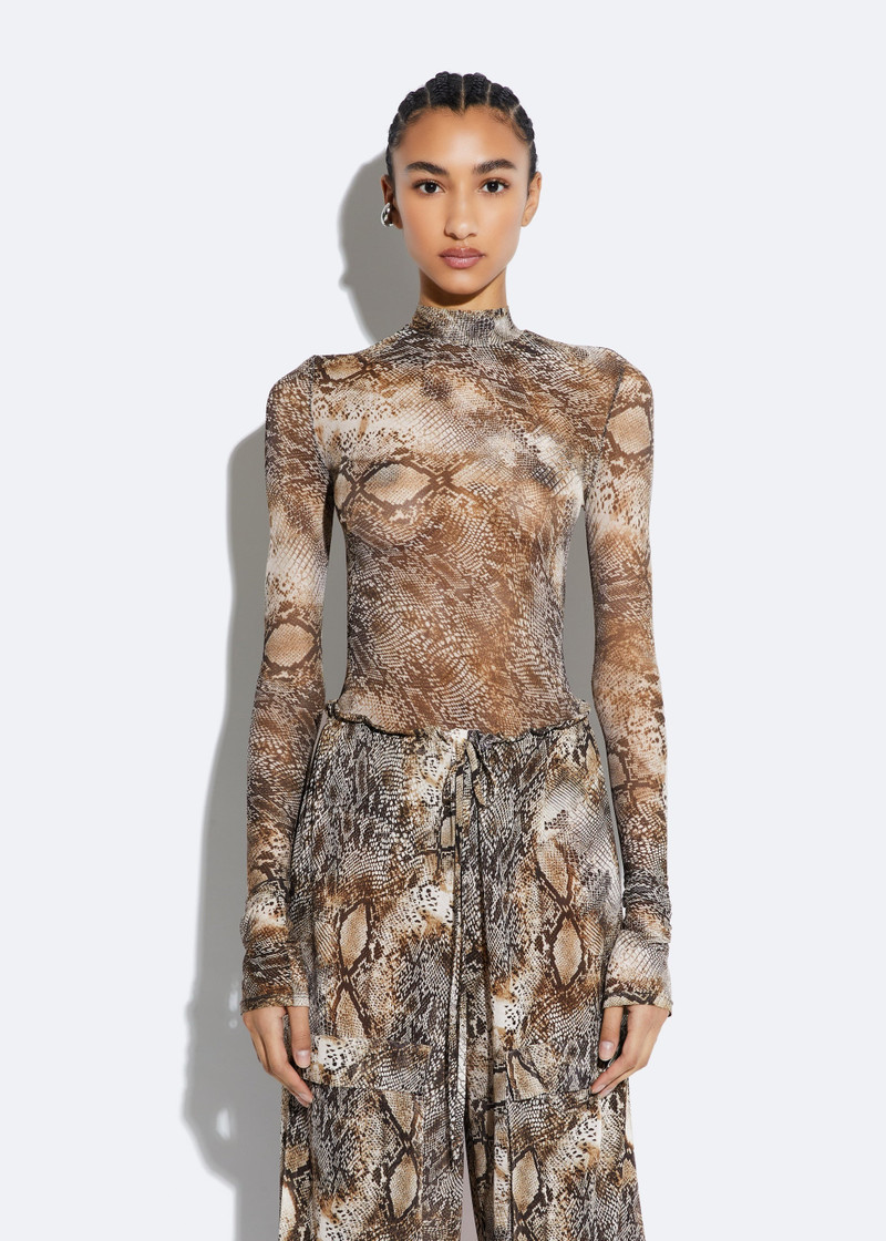 LAPOINTE Snake Mesh Mock Neck Bodysuit outlook